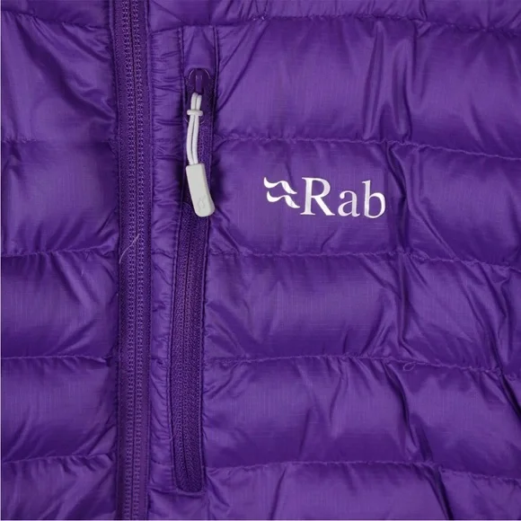 RAB NIKWAX Microlight Down Puffer Alpine Hooded Jacket Coat Size M Purple - Picture 8 of 14